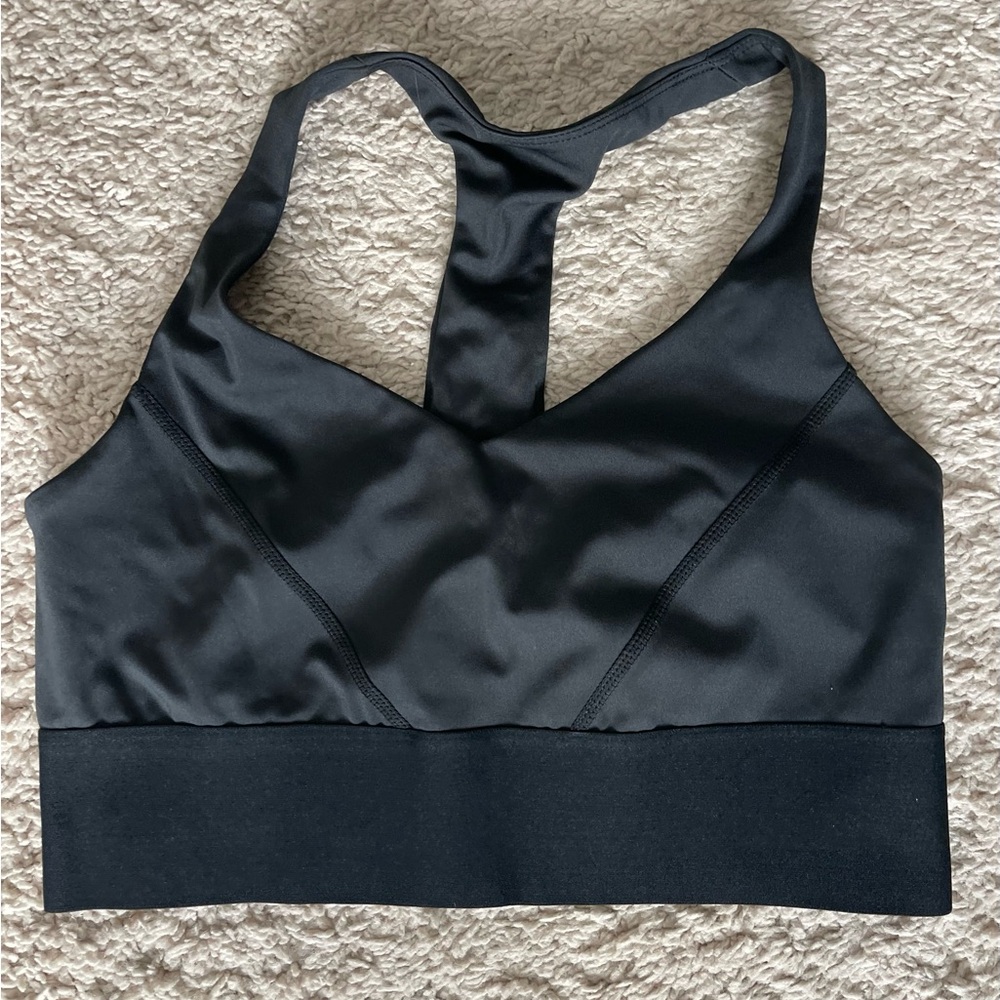 Good American Black Racerback Sports Bra